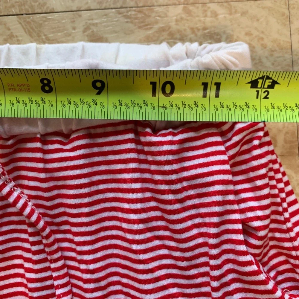 Pajama Set Small Red White Striped V-Neck Long Sleeve Loungewear Holiday Cozy